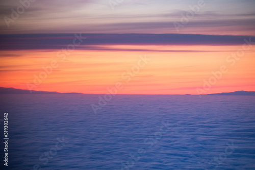 amazing sunrise over the clouds