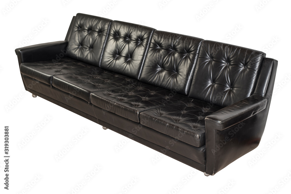 altes Ledersofa, Sofa, Ledergarnitur, Couch, isoliert, Wohnzimmer, retro,  weiß,schwarz, 60er, leder, 70er, Stock Photo | Adobe Stock