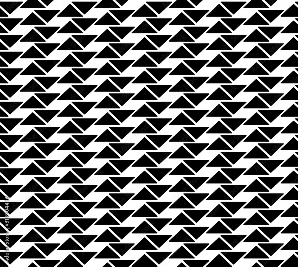 Abstract geometric pattern background with hexagonal and triangular texture. Black and white seamless grid lines.