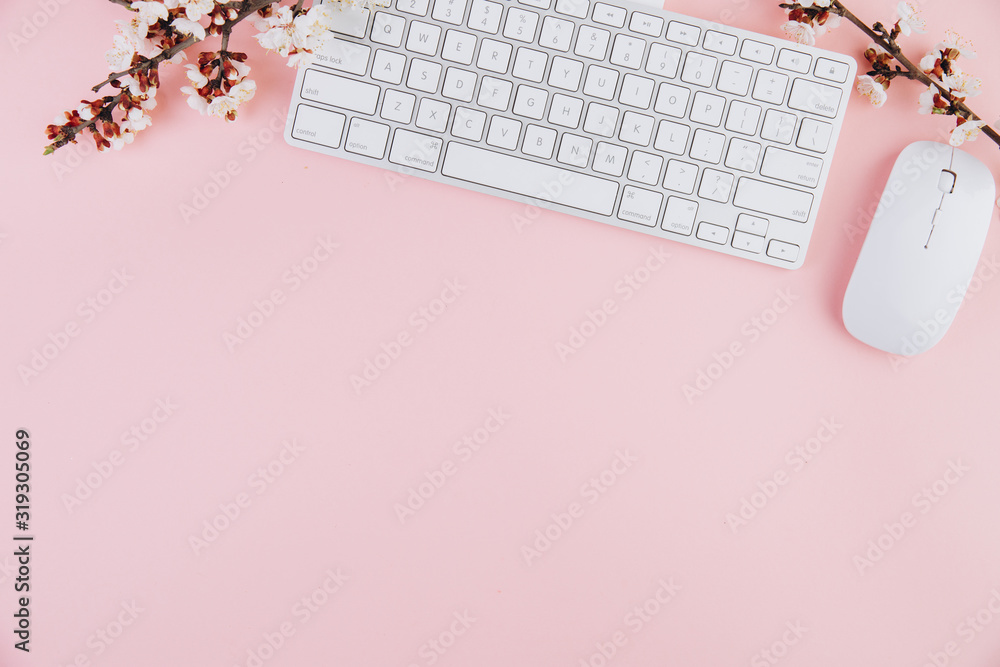 Green Key With Spring Word And Cherry Blossom With Bud On A White Computer  Keyboard Spring Season Mood Holidays And Sales Concepts Keypad Enter Button  With Message Stock Photo - Download Image