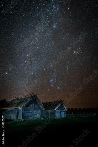 Orion over iron age fortress Eketorp, Öland