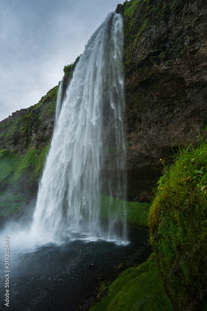 Seljalandsfoss in Iceland, cloudy day Seljalandsfoss in Iceland, cloudy day