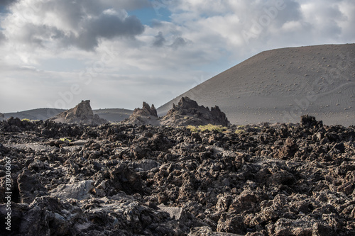 Volcanic landscape of Timanfaya National Park on island Lanzarote photo