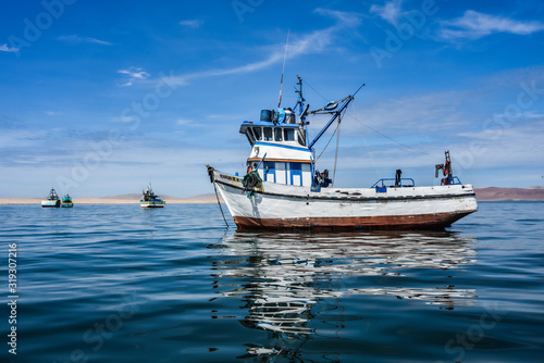 Jan 25, 2020 - Paracas, Peru: Fishing boats in the bay of Paracas. Ica, Peru.