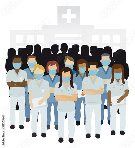 medical staff using safety face mask vector
