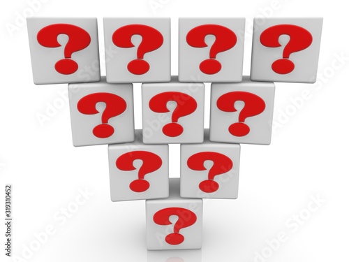 Wallpaper Mural Red question marks on white toy blocks in the form of a two-sided pyramid Torontodigital.ca