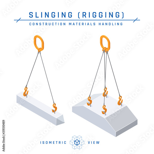 Isometric concrete piles in flat style, vector