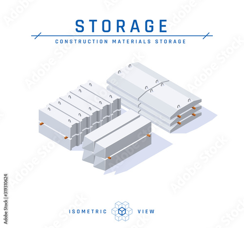 Concrete storage in isometric view, vector icon