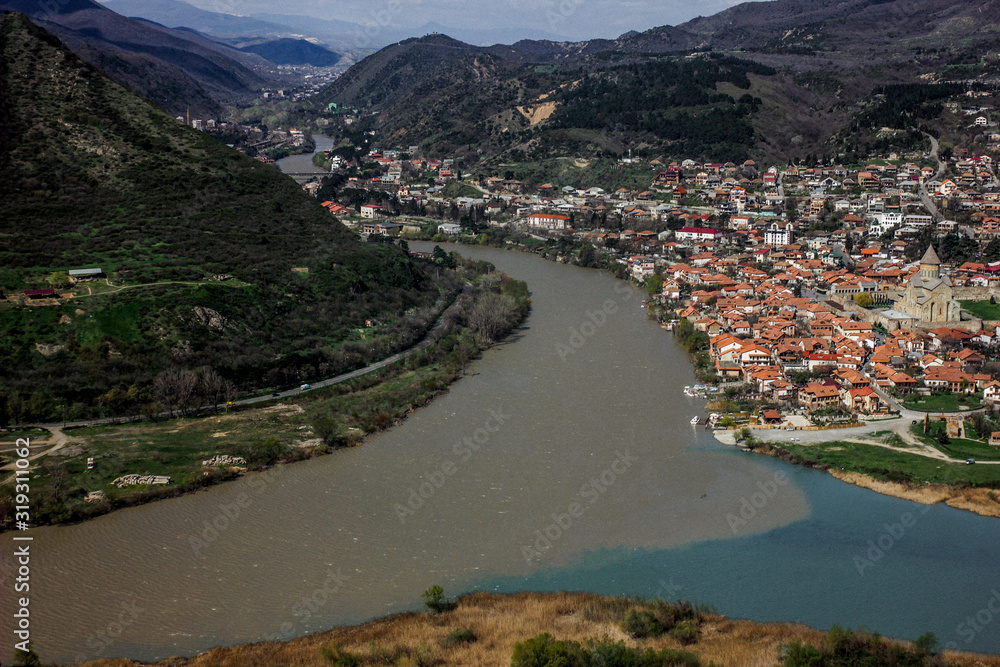 confluence of 2 rivers of Aragvi and Kura