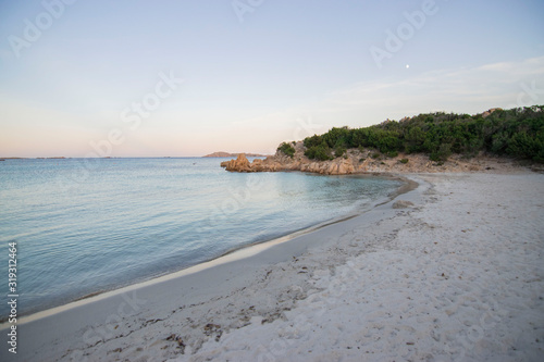 Fototapeta Naklejka Na Ścianę i Meble -  Sunset at the Prince's Beach in Sardinia