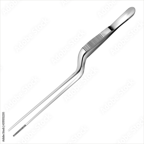 Bayonet forceps. Manual surgical instrument. Surgery and medicine. Isolated object on a white background. Vector illustration.