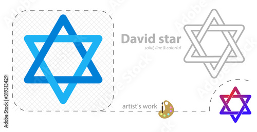 David star vector flat illustration, solid, line icon