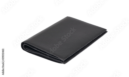 Men's black wallet isolated on white background. 