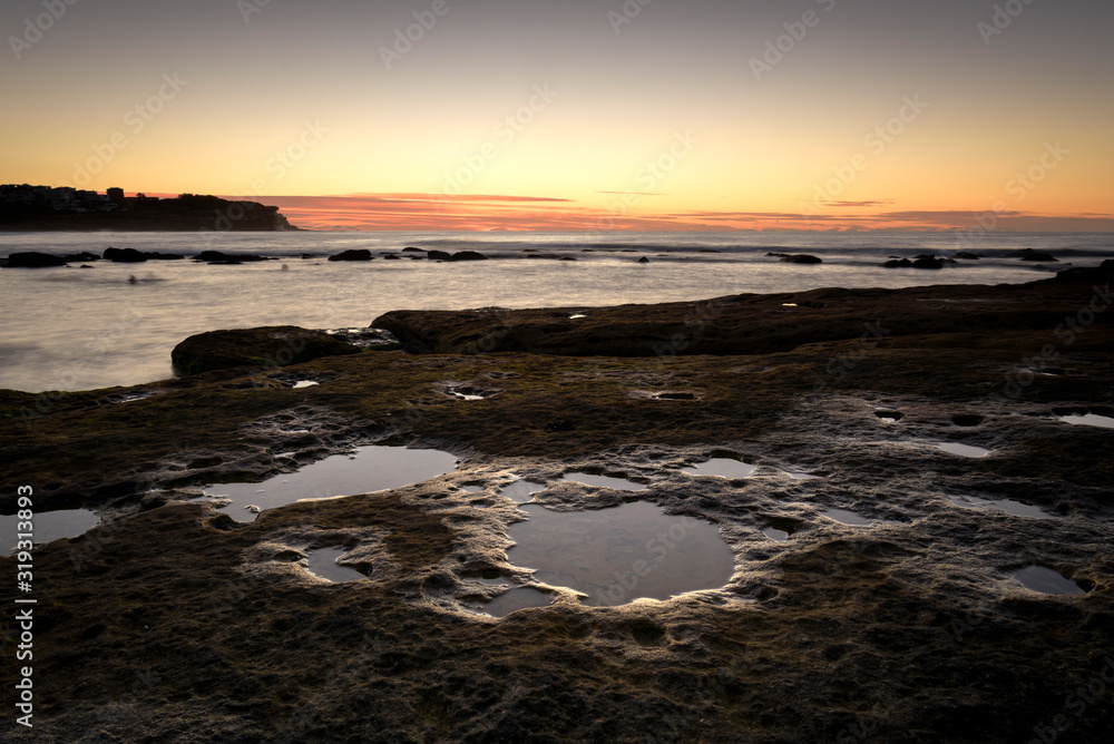 Sunrise by the sea, Bronte Beach, Sydney Australia