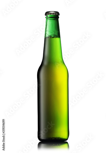 full green beer bottle