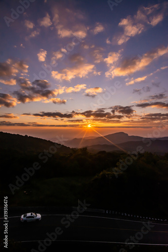 Sunrise in view point of Doi Inthanon National park  at Chiang Mai Province  Northern of Thailand.