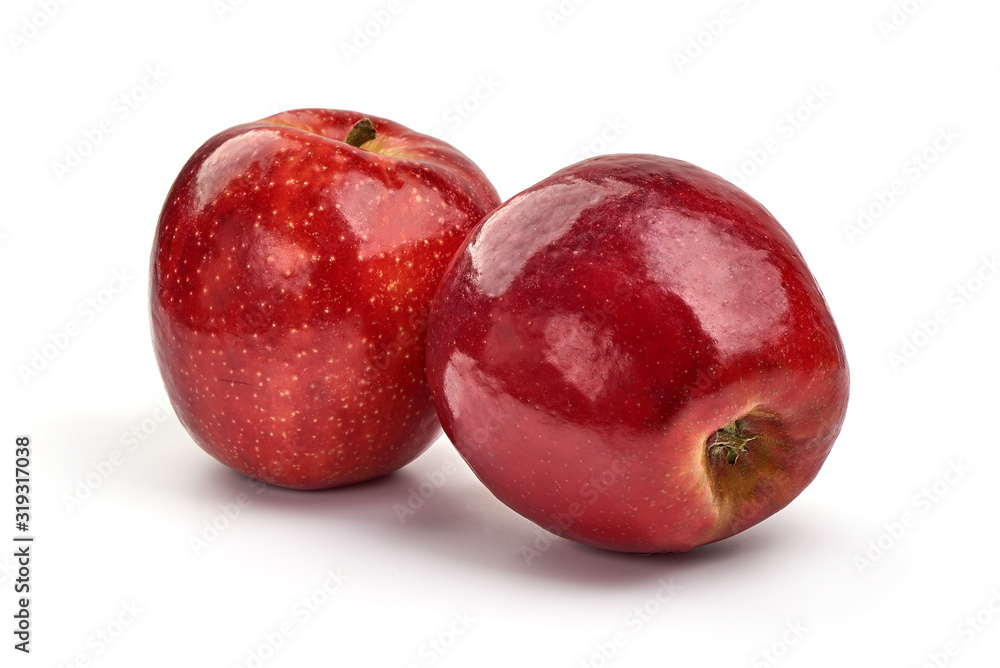 Shiny Red delicious apples, isolated on white background