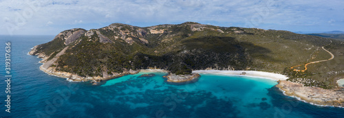 Aerial view of Little Beach and the smaller Waterfall Beach in Western Australia