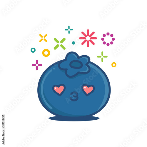Blueberry kawaii emoticon cartoon illustration