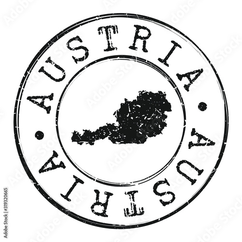 Austria Stamp Silhouette Map. Postal Passport Stamp Round Vector Icon Design.