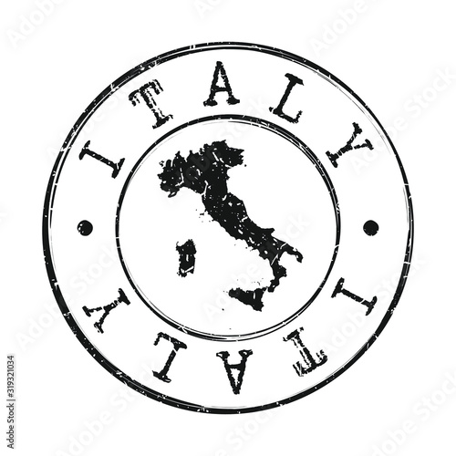 Italy Stamp Silhouette Map. Postal Passport Stamp Round Vector Icon Design.
