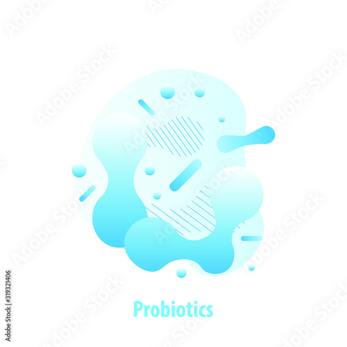 Probiotics bacteria vector illustration. Symbol for milk products, kefir, yogurt.