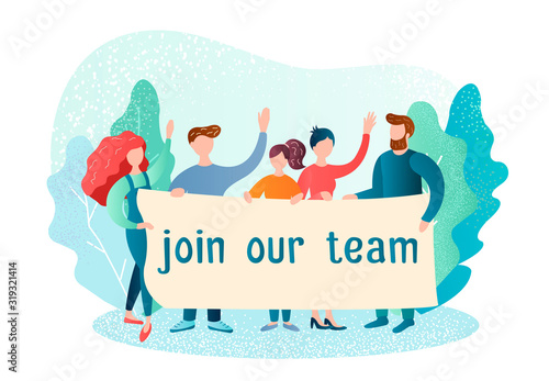 Vector illustration of the concept of teamwork, join the team