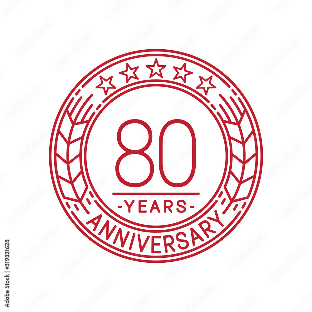 80 years anniversary celebration logo template. Line art vector and illustration. 80 years anniversary celebration logo template. Line art vector and illustration.
