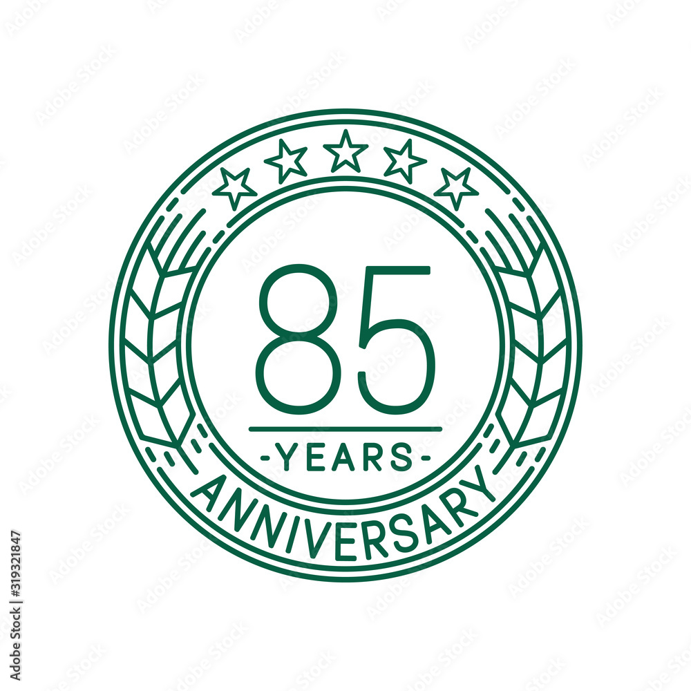 85 years anniversary celebration logo template. Line art vector and illustration.