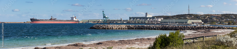 Panoramic view of the industrial port of Esperance in the late afternoon light