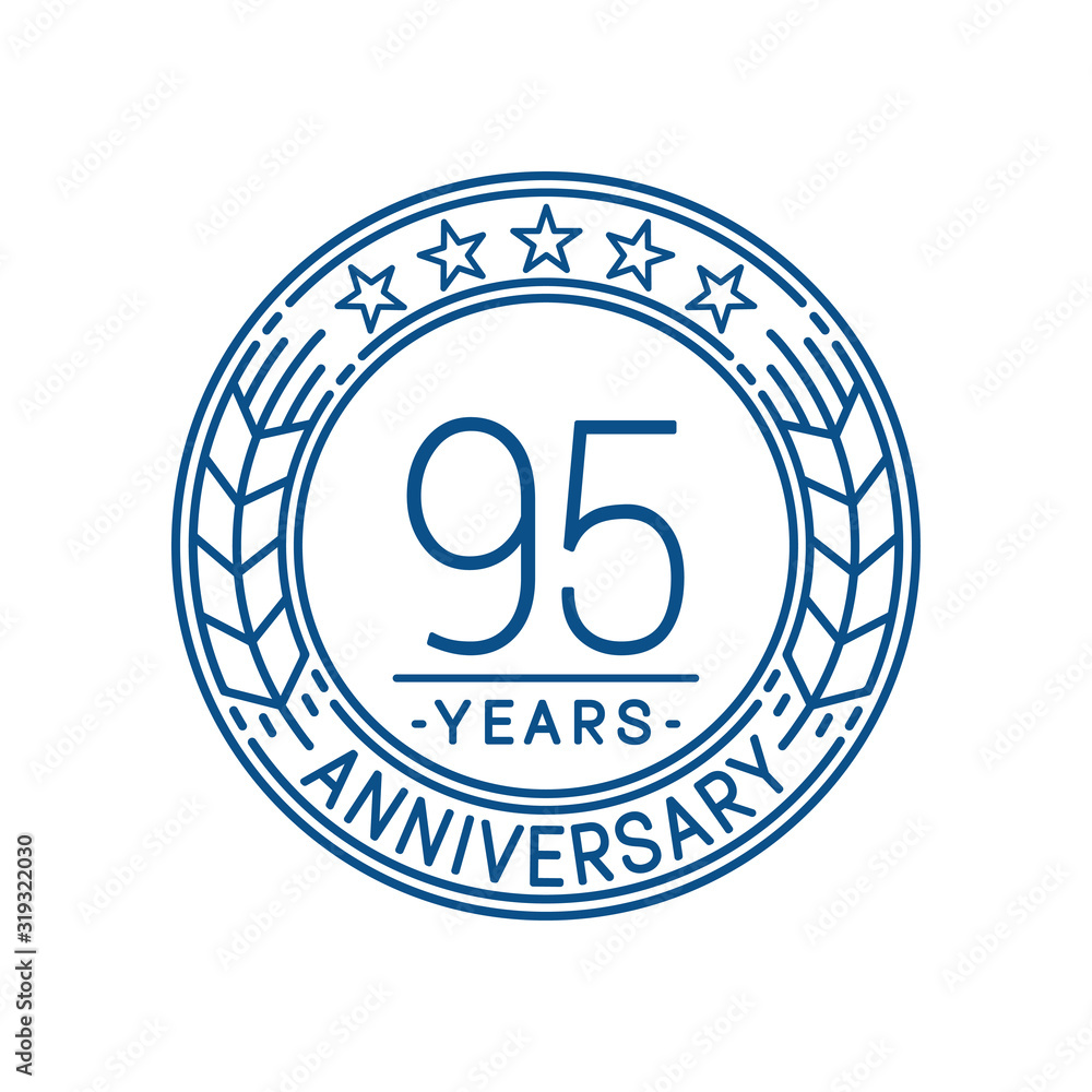 95 years anniversary celebration logo template. Line art vector and illustration.