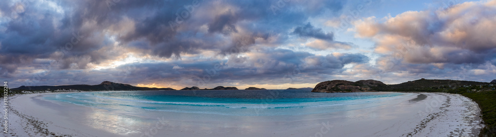 Dawn panorama of the beautiful beach at Lucky Bay, located near Esperance in Western Australia Dawn panorama of the beautiful beach at Lucky Bay, located near Esperance in Western Australia