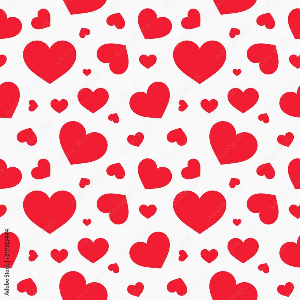 Cute red hearts seamless texture pattern.