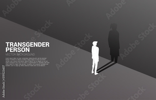 Silhouette of businessman and his shadow of businesswoman.concept of transgender persons and LBGT