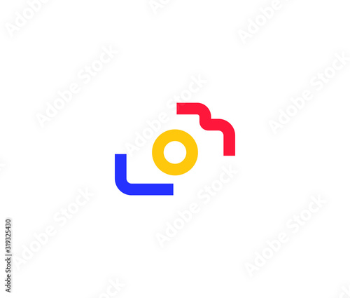 Camera lens logo icon minimal emblem design template