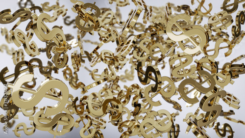 Golden Dollar Symbols - 3D Rendering © Creycheek