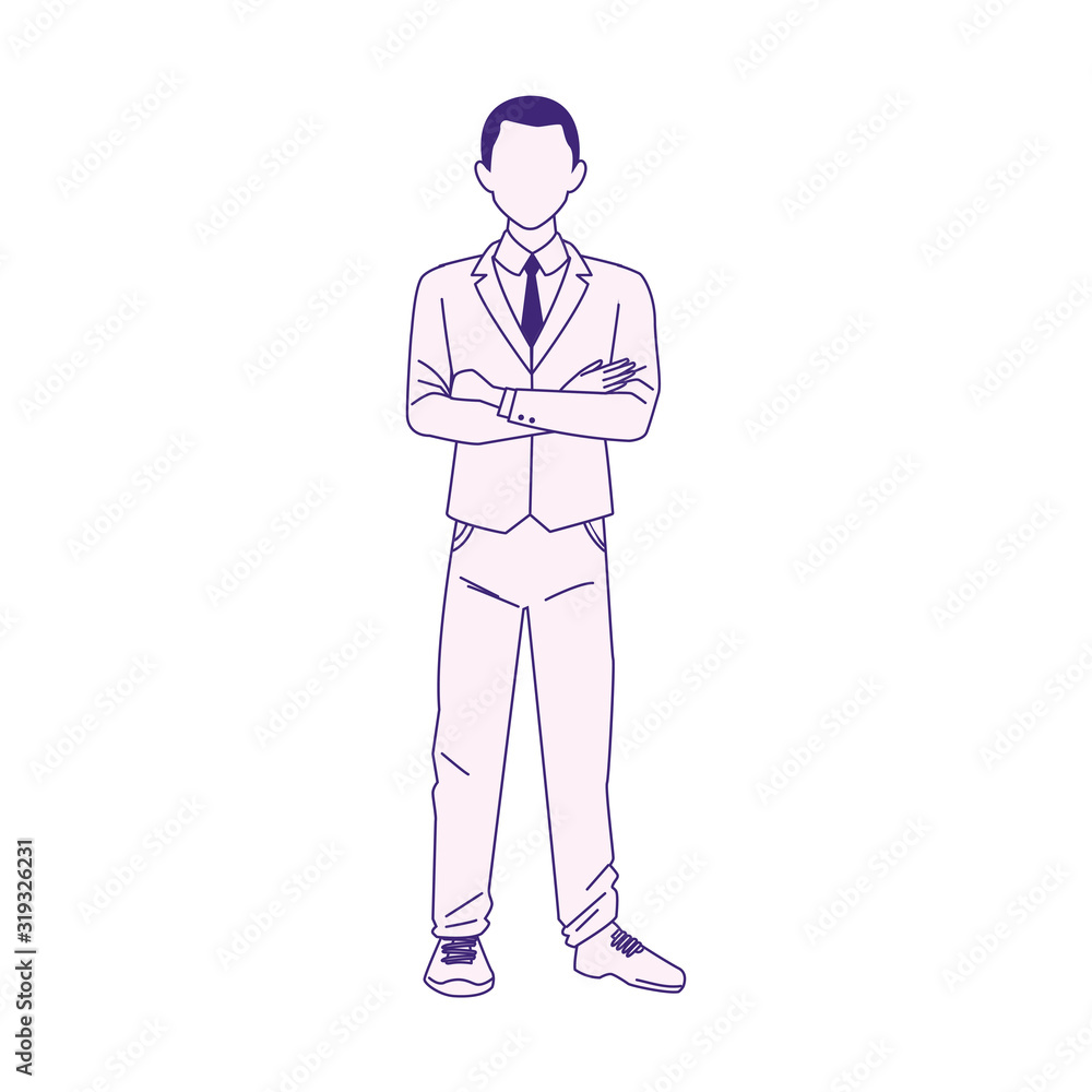 cartoon businessman standing icon, flat design