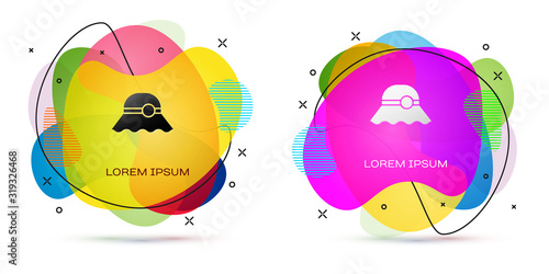 Color Elegant women hat icon isolated on white background. Abstract banner with liquid shapes. Vector Illustration