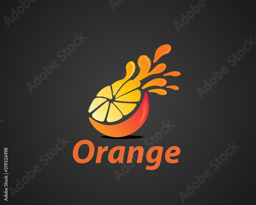 Half fruit orange spurt water sari logo design inspiration