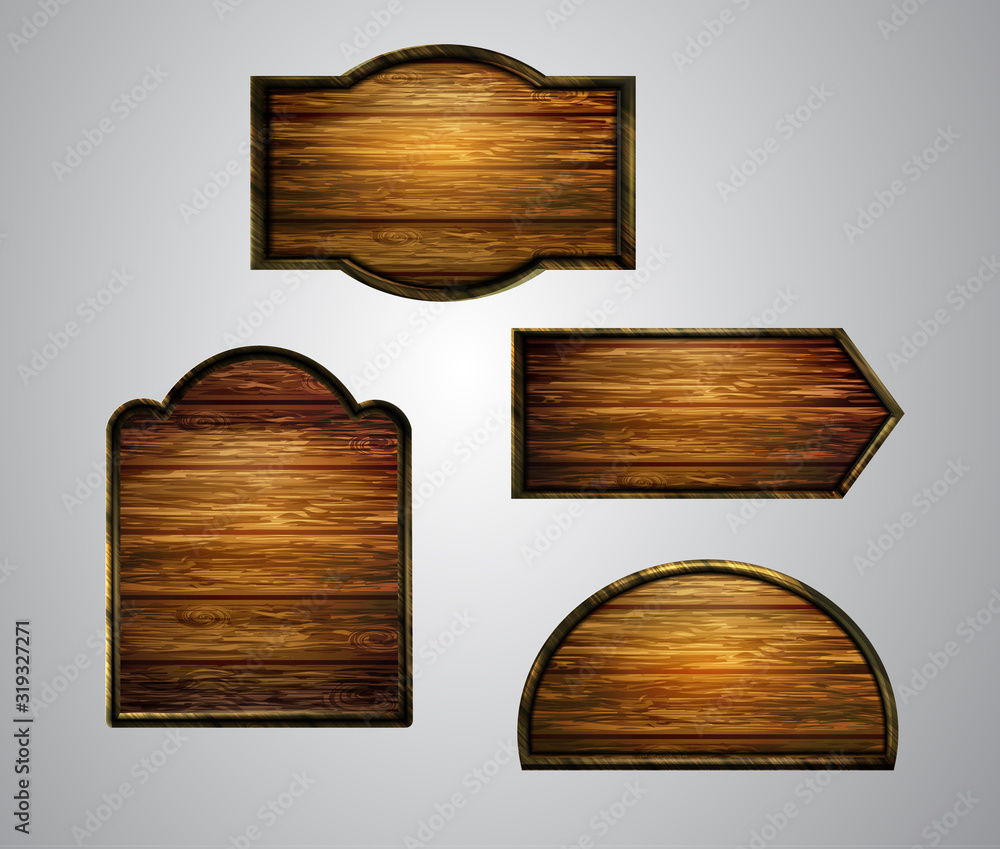 Naklejka premium Vector realistic illustration of wooden signboard