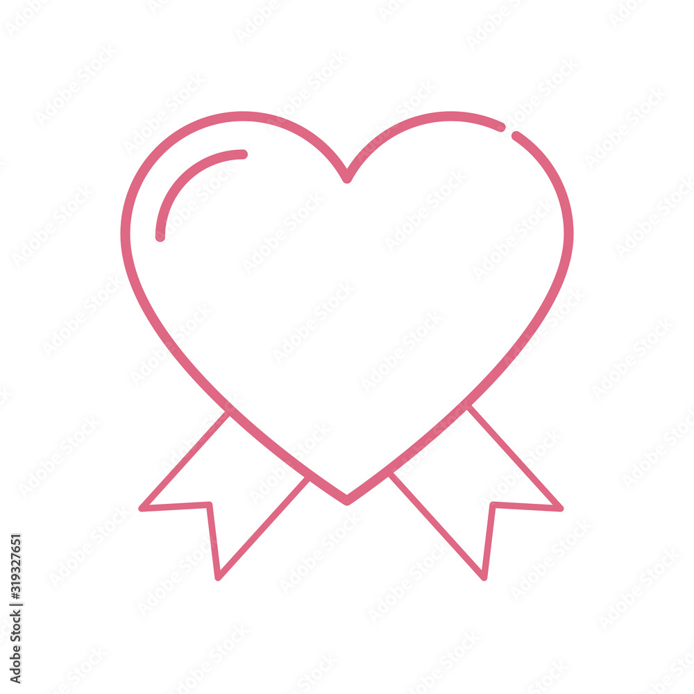 Isolated heart and ribbon vector design