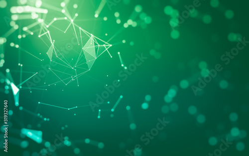 Abstract background. Molecules technology with polygonal shapes  connecting dots and lines. Connection structure. Big data visualization.