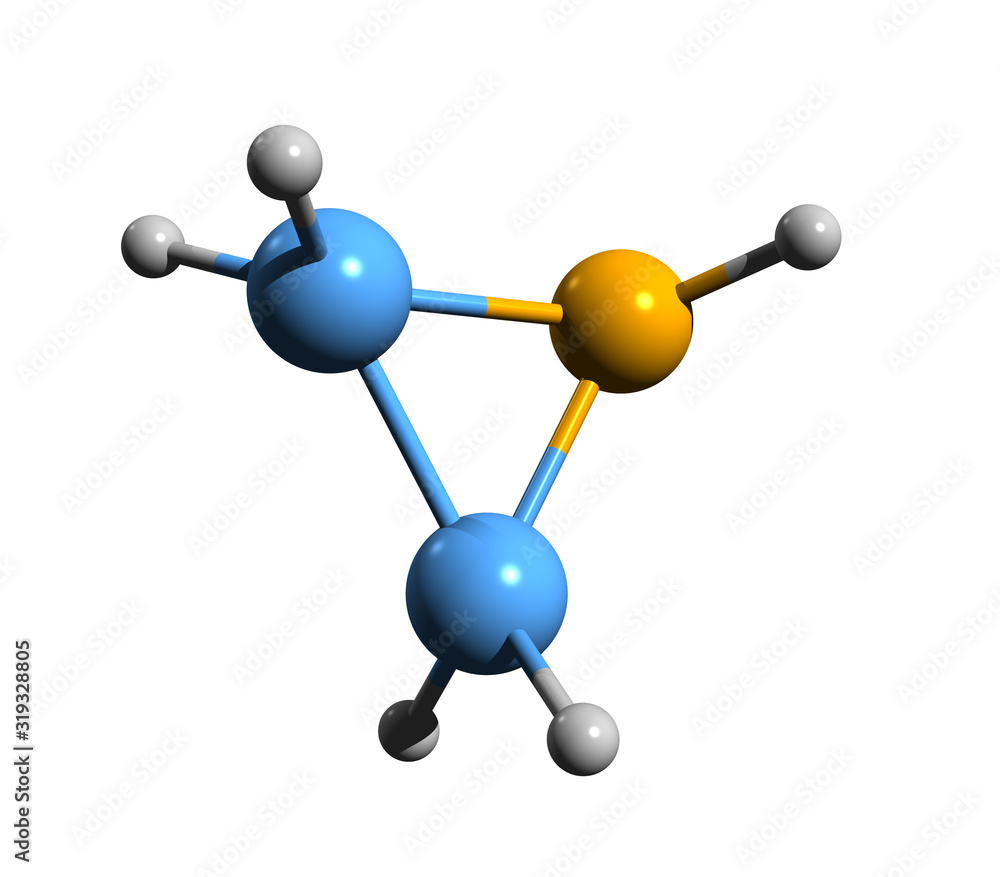 3D image of aziridine skeletal formula molecular chemical structure