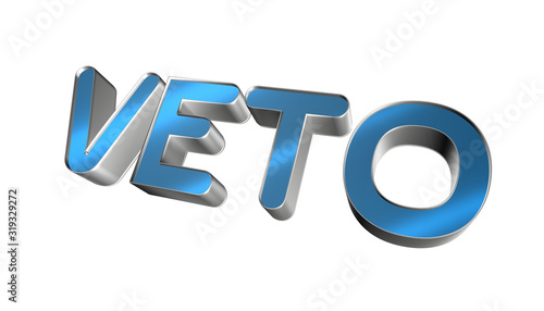 Fotografie 3D rendering veto word - official ban  concept letter design isolated on white b
