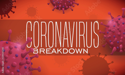Group of Coronavirus and Label Commemorating the Outbreak, Vector Illustration