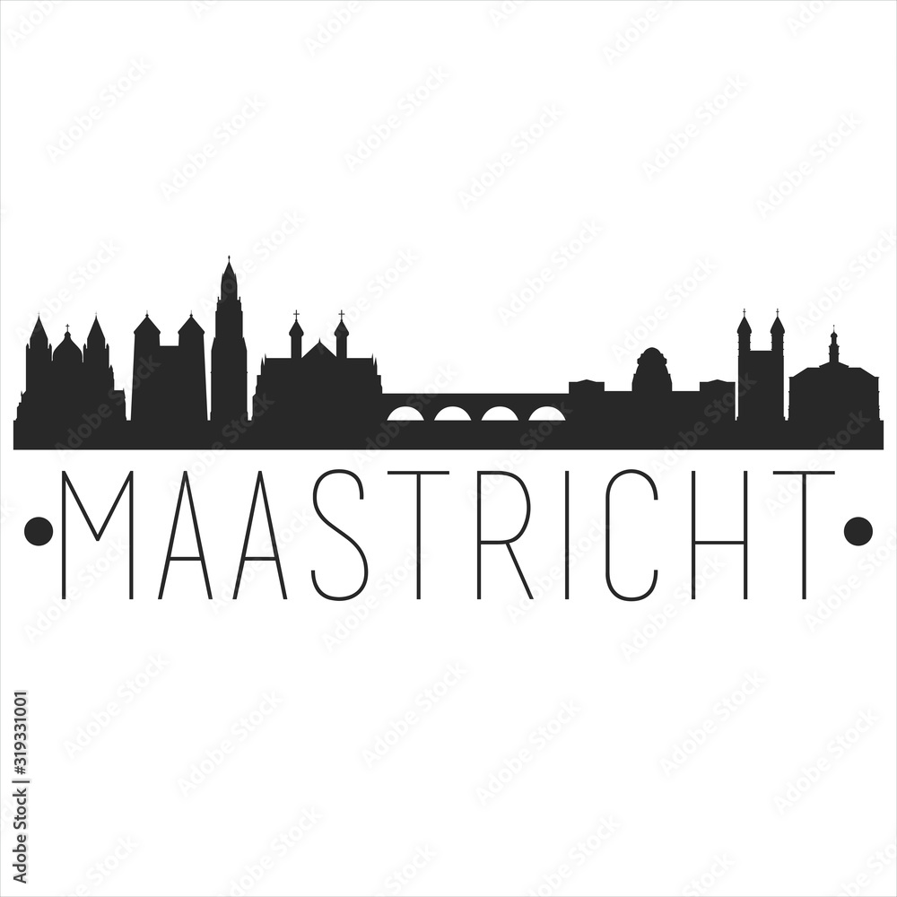 Maastricht Netherlands City Skyline Silhouette City Design Vector