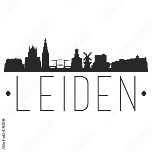 Leiden Netherlands. City Skyline. Silhouette City. Design Vector. Famous Monuments. photo