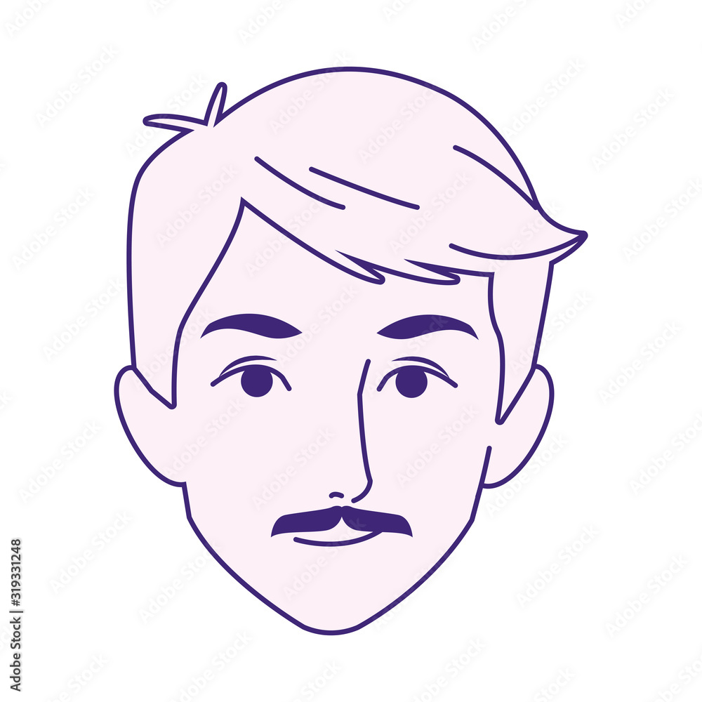 cartoon man with mustache icon, flat design cartoon man with mustache icon, flat design