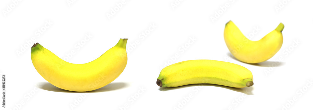Yellow banana curve isolate on white background