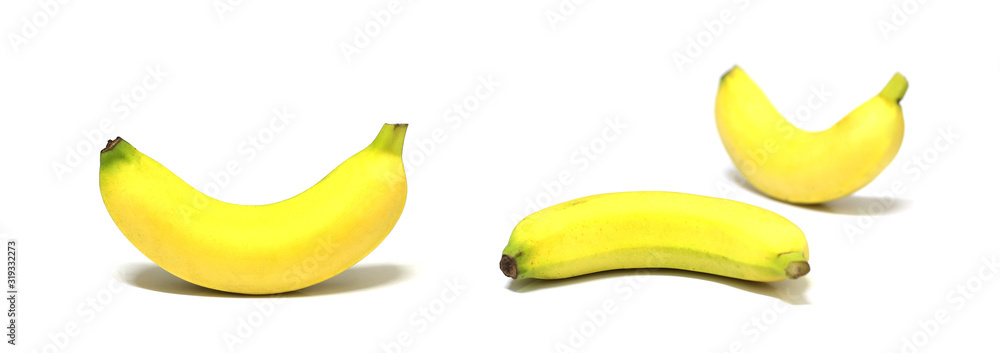 Yellow banana curve isolate on white background Yellow banana curve isolate on white background